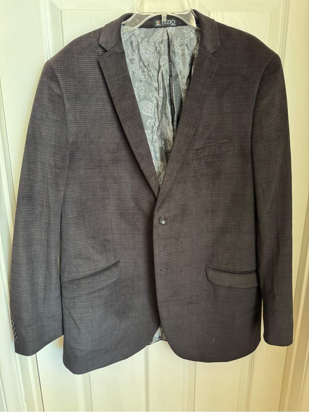 Tazio Italy Men's Brown Micro Check Sport Coat Blazer 46L Paisley Lined - Picture 4 of 15